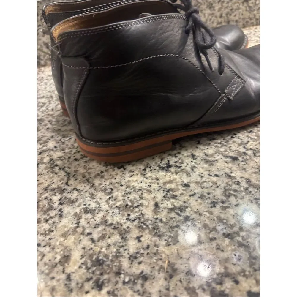 Men's Black Leather Lace-Up Chukka Boots
